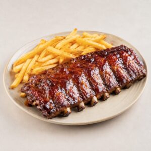Costillar BBQ de cerdo con patatas