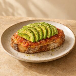 Tostada de tomate y aguacate